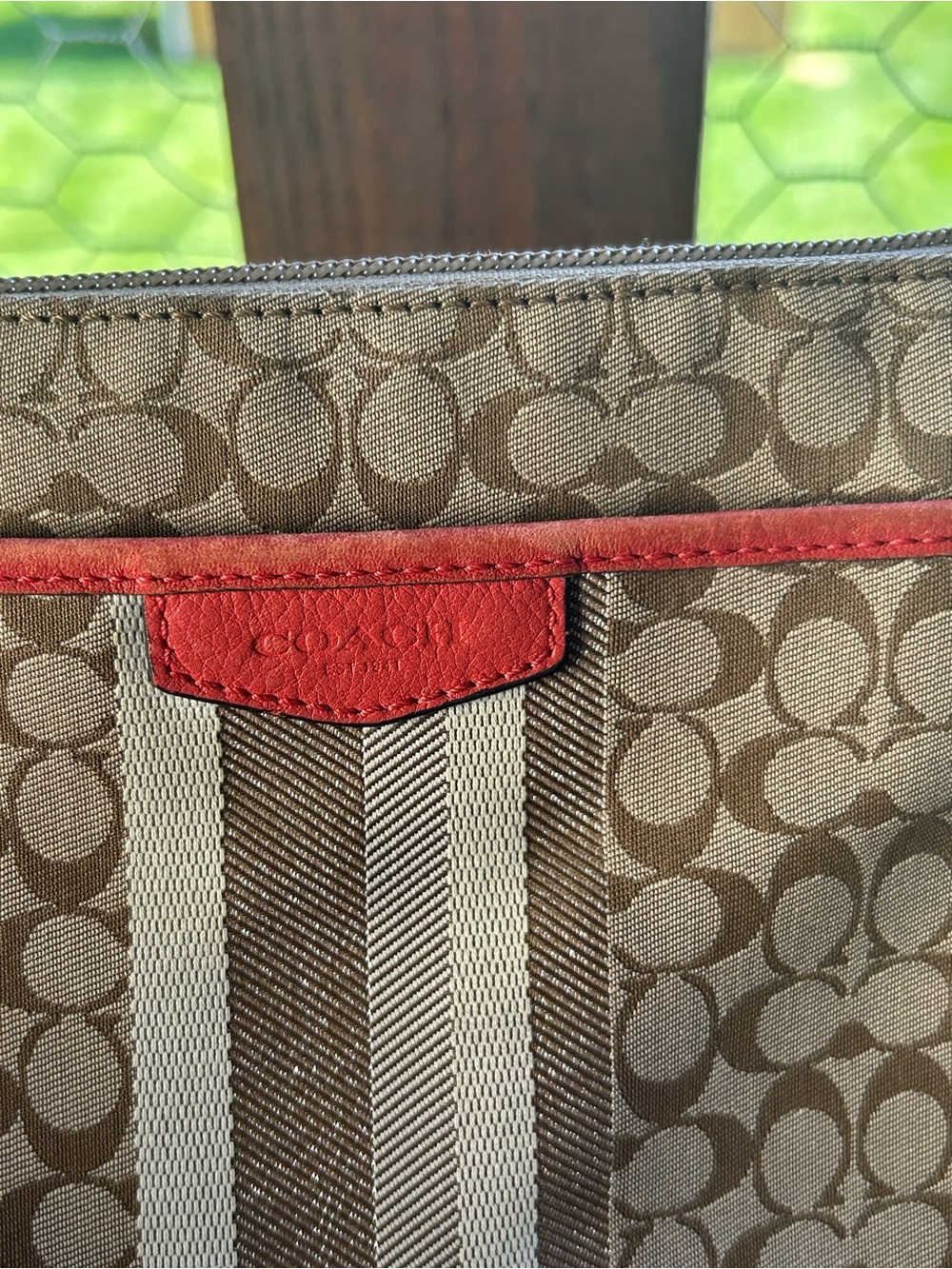 Coach Signature striped Carnelian Swingpack Crossbody - Picture 3 of 16